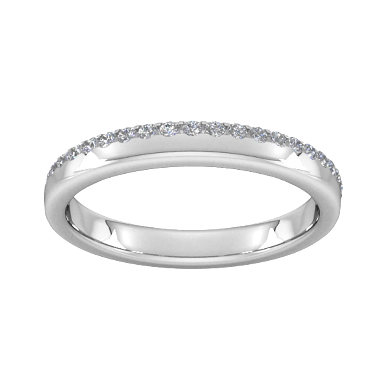 Goldsmiths 0.42 Carat Total Weight Brilliant Cut Wave Claw Set Diamond Wedding Ring In 18 Carat White Gold - Ring Size M