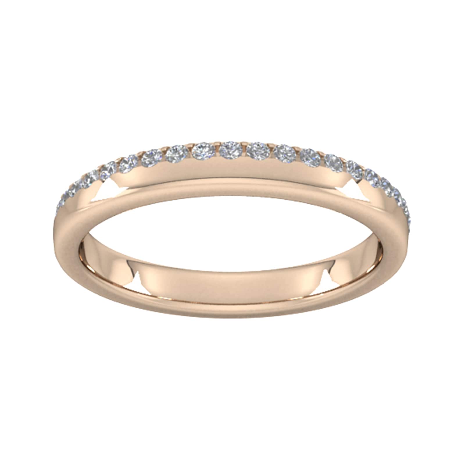 0.42 Carat Total Weight Brilliant Cut Wave Claw Set Diamond Wedding Ring In 9 Carat Rose Gold - Ring Size X