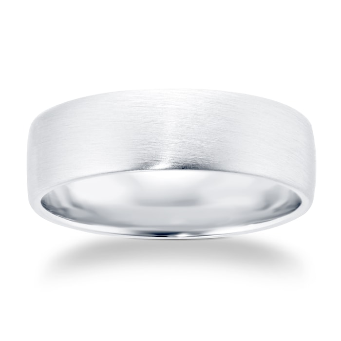 Goldsmiths Brushed Palladium 6mm Wedding Ring - Ring Size R