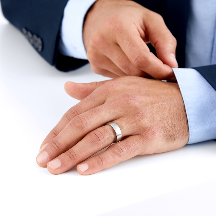 Goldsmiths Brushed Palladium 6mm Wedding Ring - Ring Size R