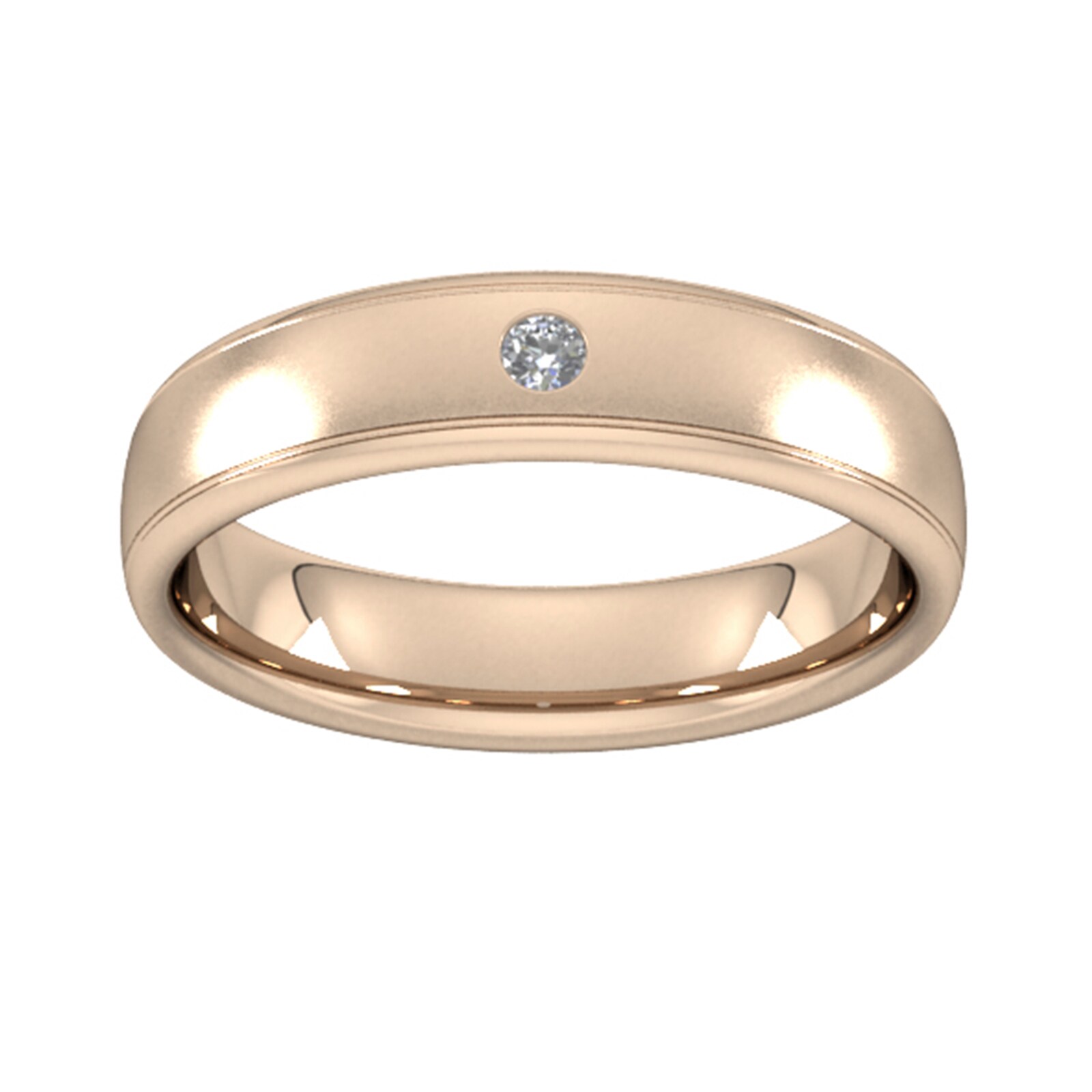 5mm Brilliant Cut Diamond Set Wedding Ring In 9 Carat Rose Gold - Ring Size S