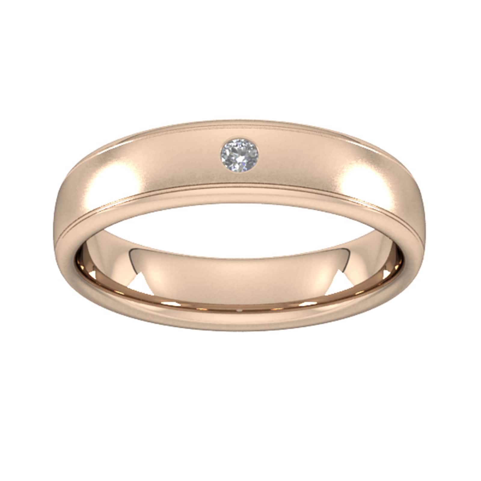 Goldsmiths 5mm Brilliant Cut Diamond Set Wedding Ring In 9 Carat Rose Gold - Ring Size S Goldsmiths 5mm Brilliant Cut Diamond Set Wedding Ring In 9 Carat Rose Gold - Ring Size S