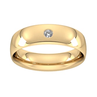Goldsmiths 6mm Brilliant Cut Diamond Set Wedding Ring In 18 Carat Yellow Gold Goldsmiths 6mm Brilliant Cut Diamond Set Wedding Ring In 18 Carat Yellow Gold