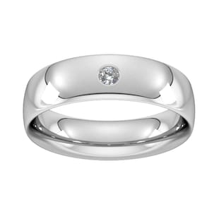 Goldsmiths 6mm Brilliant Cut Diamond Set Wedding Ring In 18 Carat White Gold