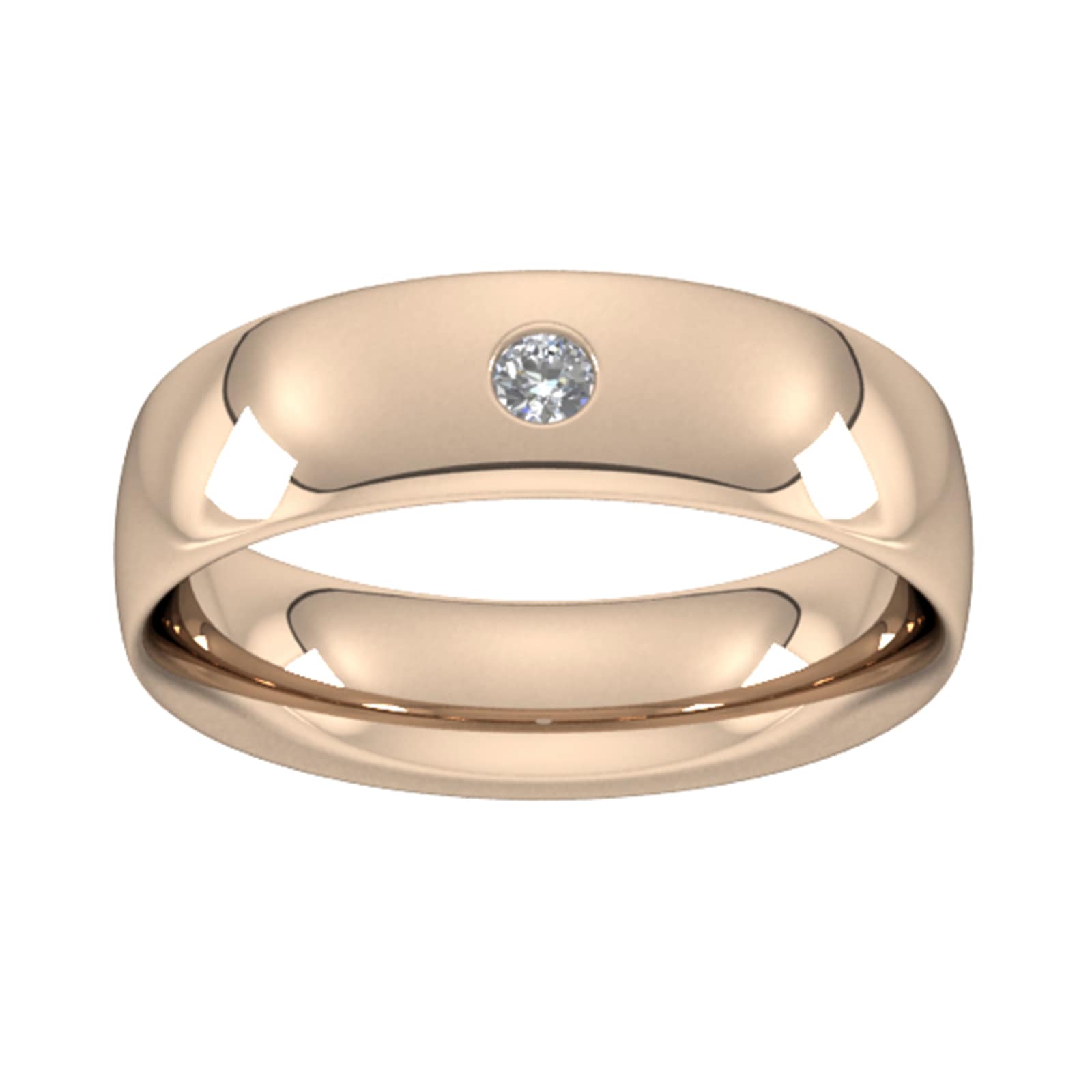 6mm Brilliant Cut Diamond Set Wedding Ring In 18 Carat Rose Gold - Ring Size K