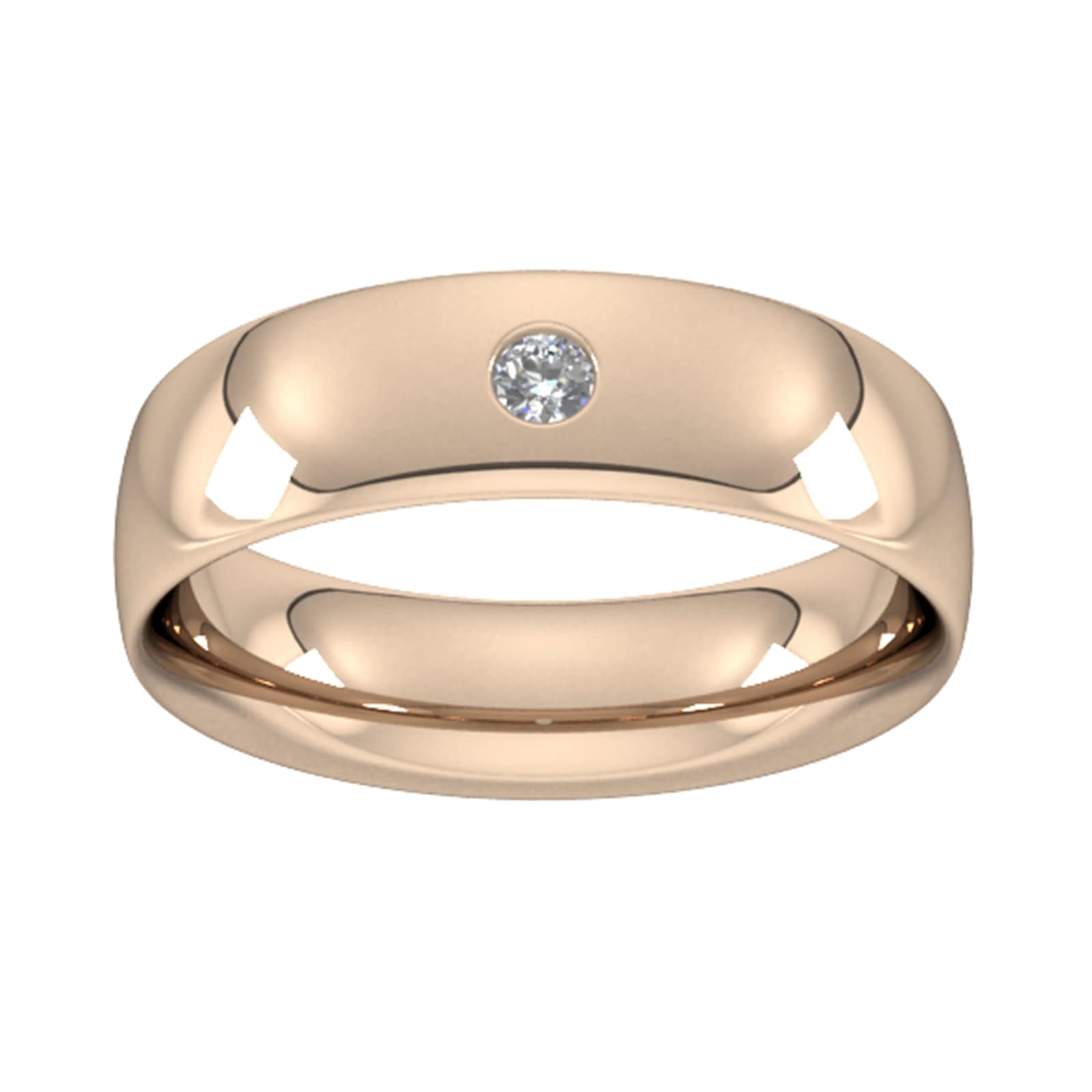 Goldsmiths 6mm Brilliant Cut Diamond Set Wedding Ring In 18 Carat Rose Gold