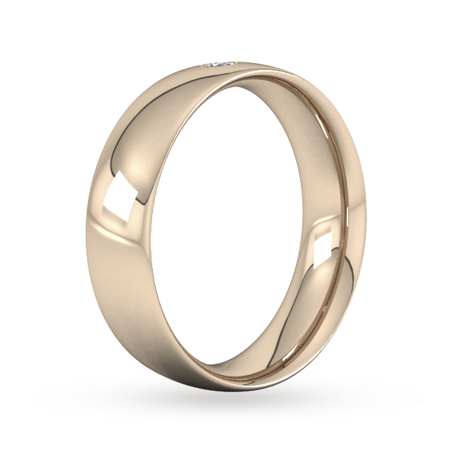 Goldsmiths 6mm Brilliant Cut Diamond Set Wedding Ring In 18 Carat Rose Gold