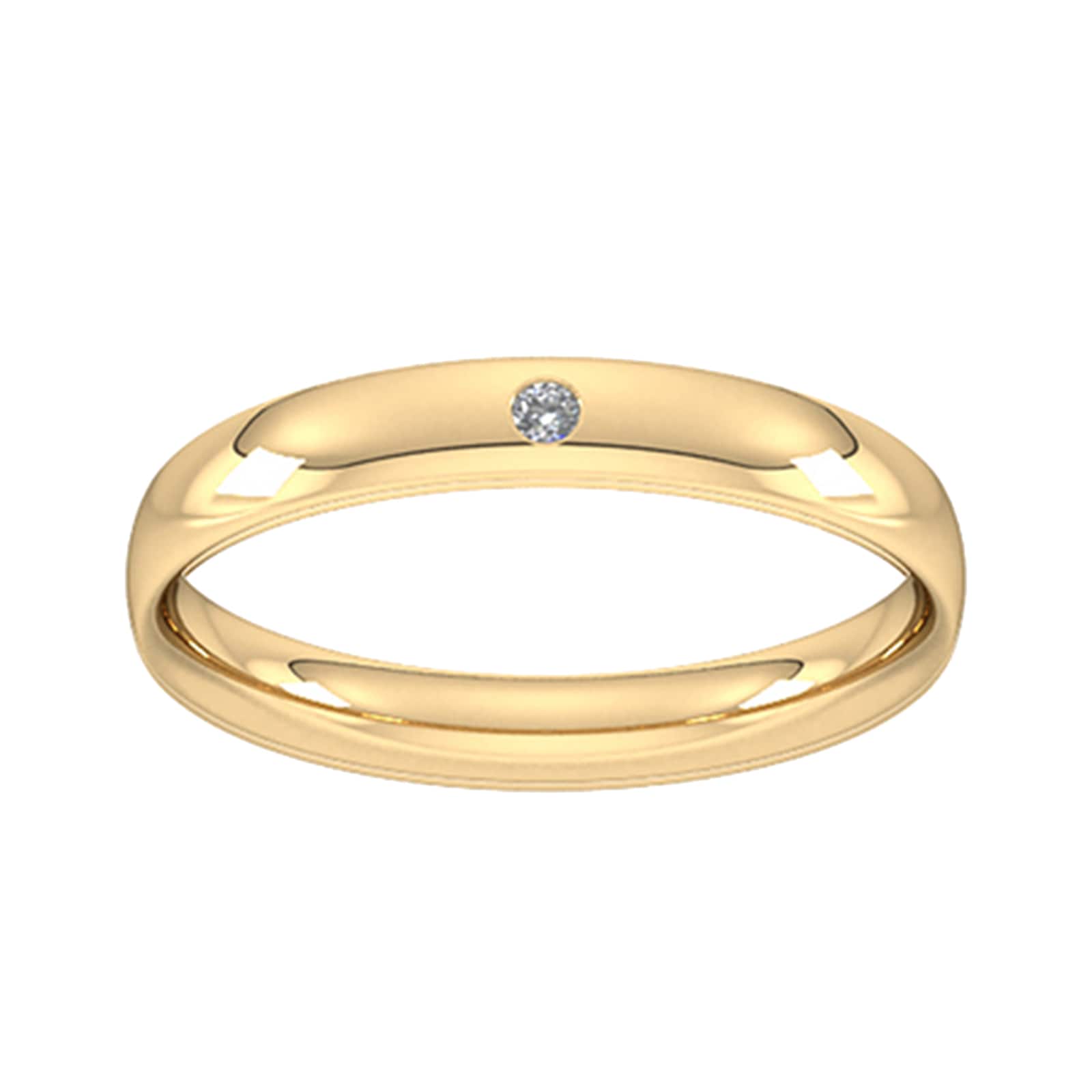 3mm Brilliant Cut Rub Over Diamond Set Wedding Ring In 9 Carat Yellow Gold - Ring Size U
