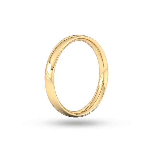 Goldsmiths 3mm Brilliant Cut Rub Over Diamond Set Wedding Ring In 9 Carat Yellow Gold Goldsmiths 3mm Brilliant Cut Rub Over Diamond Set Wedding Ring In 9 Carat Yellow Gold