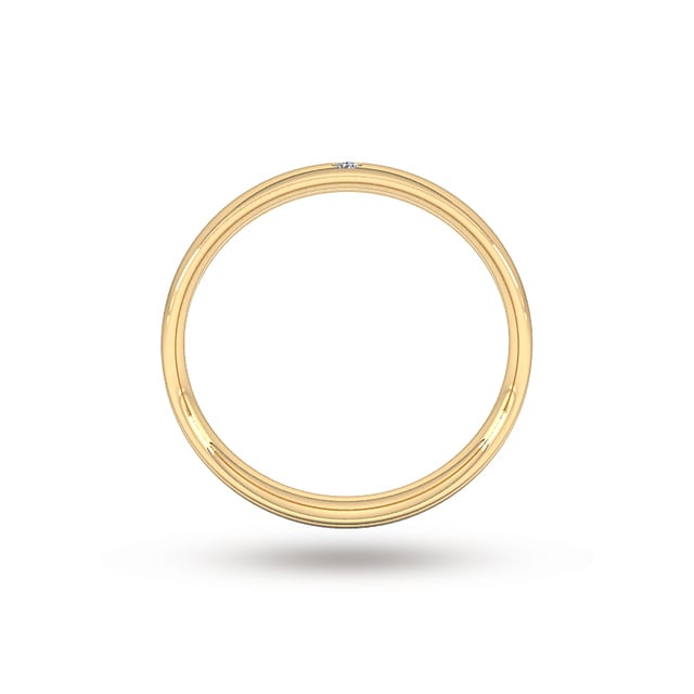 Goldsmiths 3mm Brilliant Cut Rub Over Diamond Set Wedding Ring In 9 Carat Yellow Gold - Ring Size K