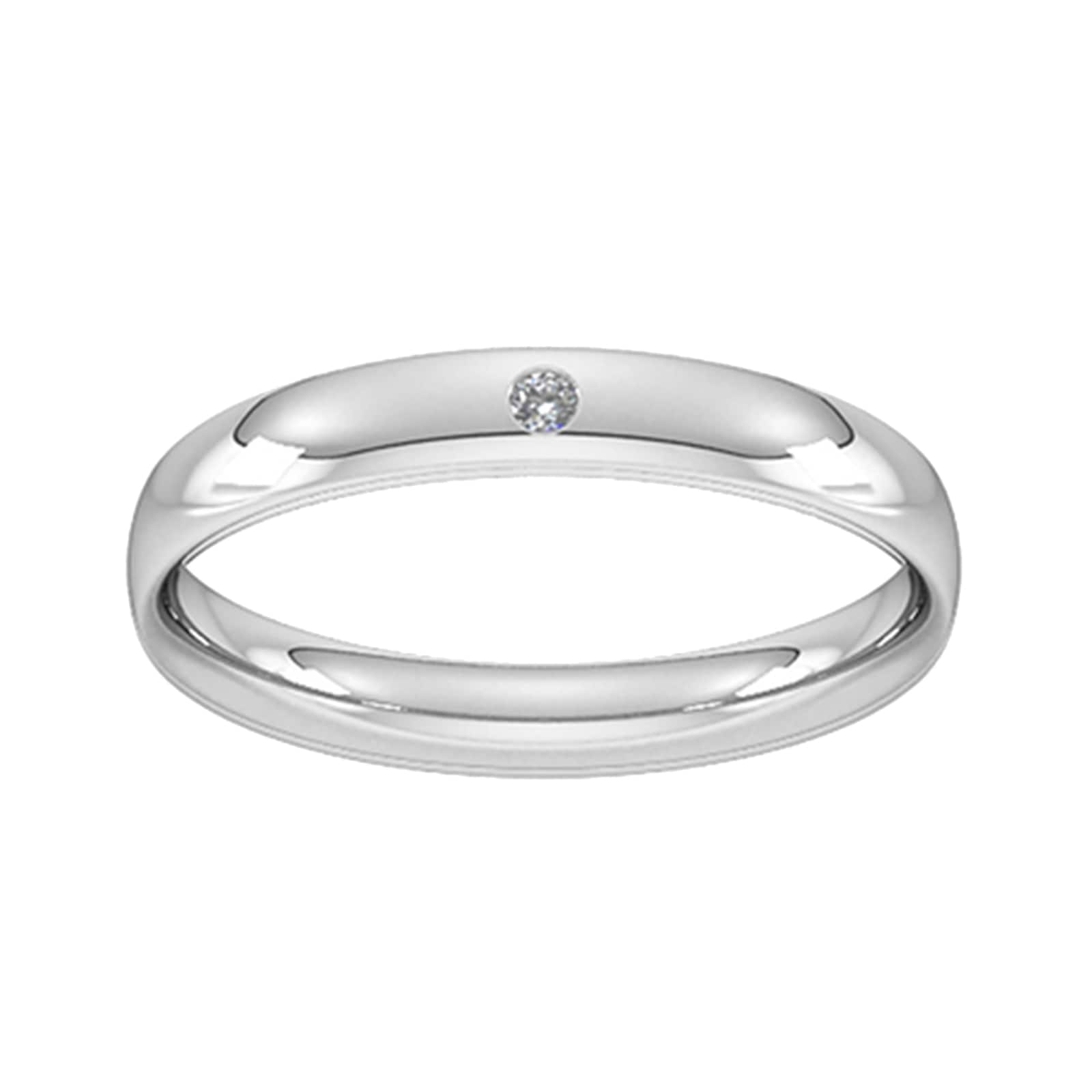 3mm brilliant cut rub over diamond set wedding ring in 9 carat white gold - ring size n