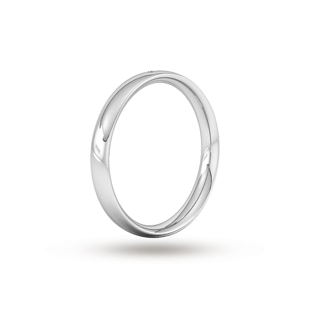 Goldsmiths 3mm Brilliant Cut Rub Over Diamond Set Wedding Ring In 9 Carat White Gold - Ring Size J