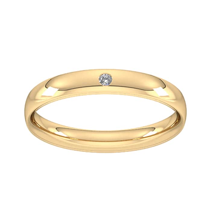 Goldsmiths 3mm Brilliant Cut Rub Over Diamond Set Wedding Ring In 18 Carat Yellow Gold - Ring Size J