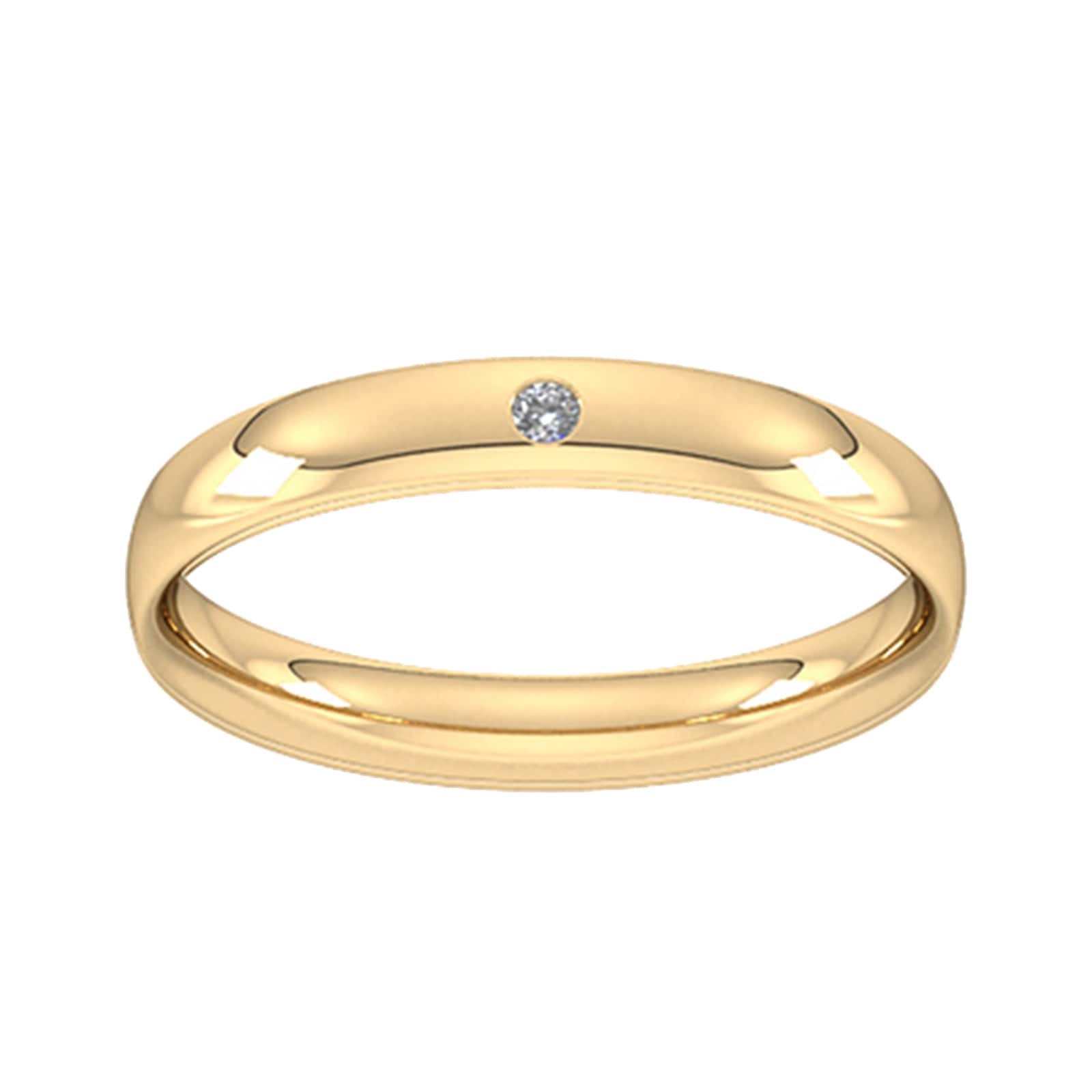 Goldsmiths 3mm Brilliant Cut Rub Over Diamond Set Wedding Ring In 18 Carat Yellow Gold Goldsmiths 3mm Brilliant Cut Rub Over Diamond Set Wedding Ring In 18 Carat Yellow Gold