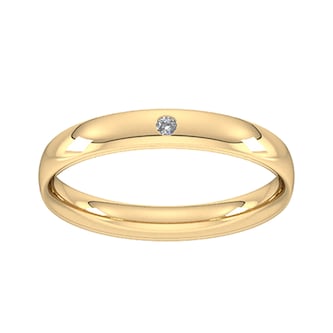 Goldsmiths 3mm Brilliant Cut Rub Over Diamond Set Wedding Ring In 18 Carat Yellow Gold