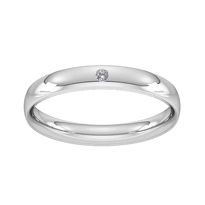 Goldsmiths 3mm Brilliant Cut Rub Over Diamond Set Wedding Ring In 18 Carat White Gold