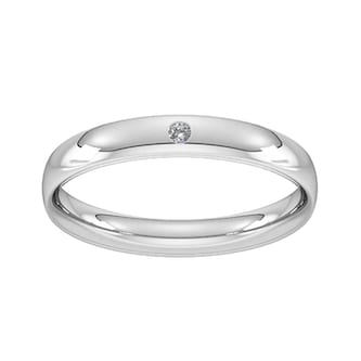 Goldsmiths 3mm Brilliant Cut Rub Over Diamond Set Wedding Ring In 18 Carat White Gold