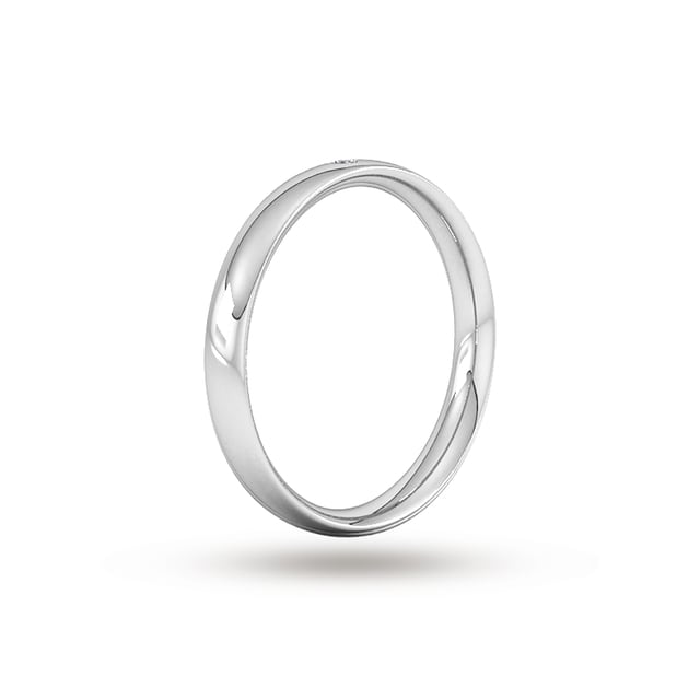 Goldsmiths 3mm Brilliant Cut Rub Over Diamond Set Wedding Ring In 18 Carat White Gold