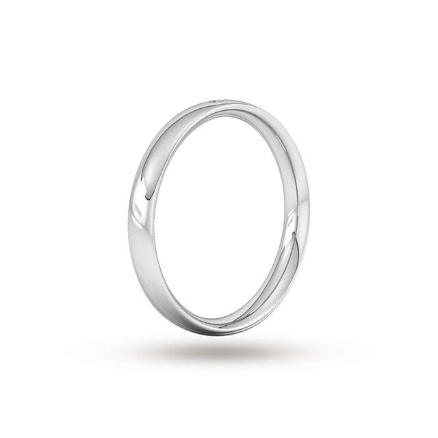 Goldsmiths 3mm Brilliant Cut Rub Over Diamond Set Wedding Ring In 18 Carat White Gold Goldsmiths 3mm Brilliant Cut Rub Over Diamond Set Wedding Ring In 18 Carat White Gold