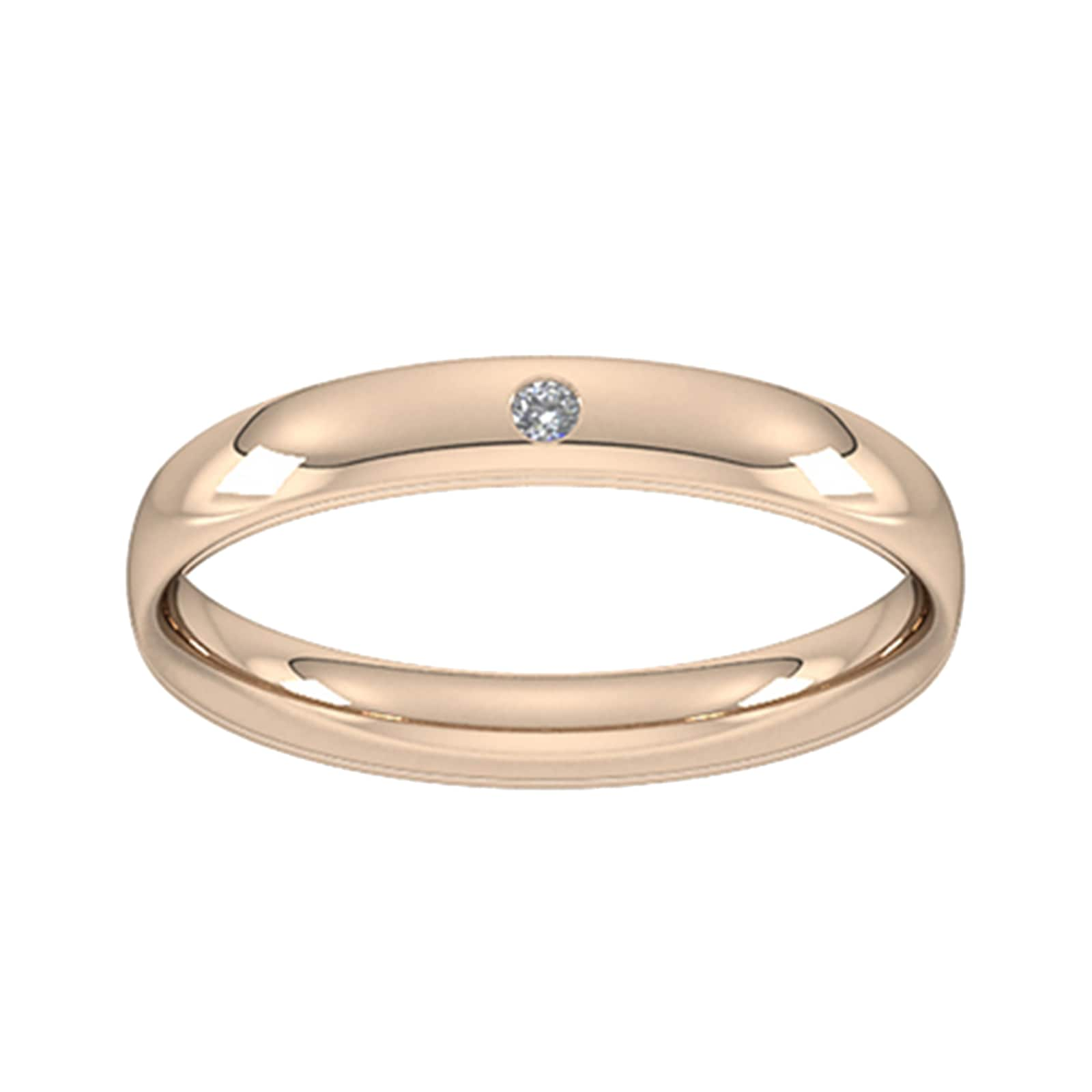 3mm Brilliant Cut Rub Over Diamond Set Wedding Ring In 9 Carat Rose Gold - Ring Size J