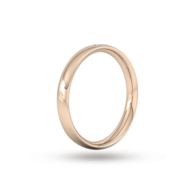 Goldsmiths 3mm Brilliant Cut Rub Over Diamond Set Wedding Ring In 9 Carat Rose Gold - Ring Size J