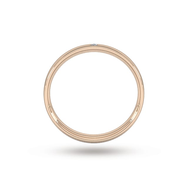 Goldsmiths 3mm Brilliant Cut Rub Over Diamond Set Wedding Ring In 9 Carat Rose Gold