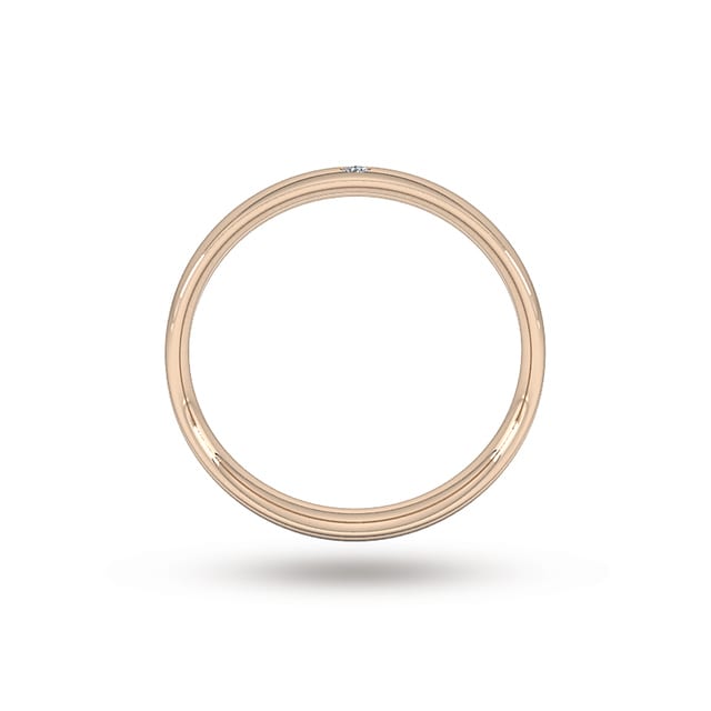 Goldsmiths 3mm Brilliant Cut Rub Over Diamond Set Wedding Ring In 9 Carat Rose Gold - Ring Size J