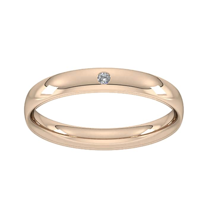 Goldsmiths 3mm Brilliant Cut Rub Over Diamond Set Wedding Ring In 18 Carat Rose Gold