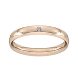 Goldsmiths 3mm Brilliant Cut Rub Over Diamond Set Wedding Ring In 18 Carat Rose Gold - Ring Size J