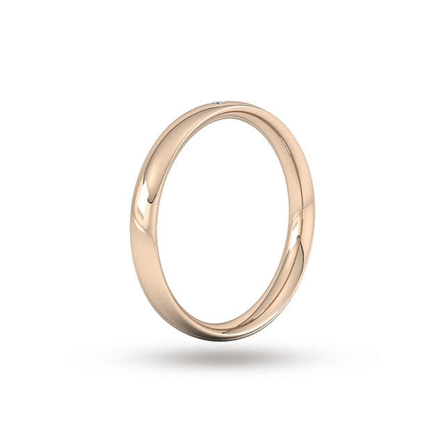 Goldsmiths 3mm Brilliant Cut Rub Over Diamond Set Wedding Ring In 18 Carat Rose Gold - Ring Size J