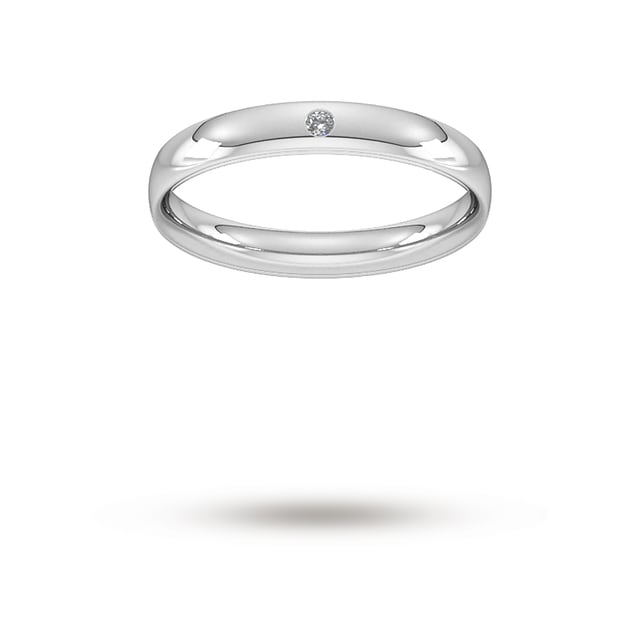 Goldsmiths 3mm Brilliant Cut Rub Over Diamond Set Wedding Ring In Platinum