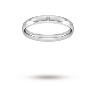 Goldsmiths 3mm Brilliant Cut Rub Over Diamond Set Wedding Ring In Platinum