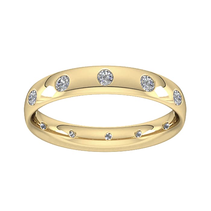 Goldsmiths 3mm 0.33 Carat Total Weight Twelve Stone Brilliant Cut Rub Over Diamond Set Wedding Ring In 9 Carat Yellow Gold