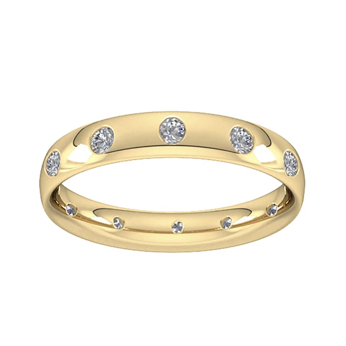 Goldsmiths 3mm 0.33 Carat Total Weight Twelve Stone Brilliant Cut Rub Over Diamond Set Wedding Ring In 18 Carat Yellow Gold - Ring Size K