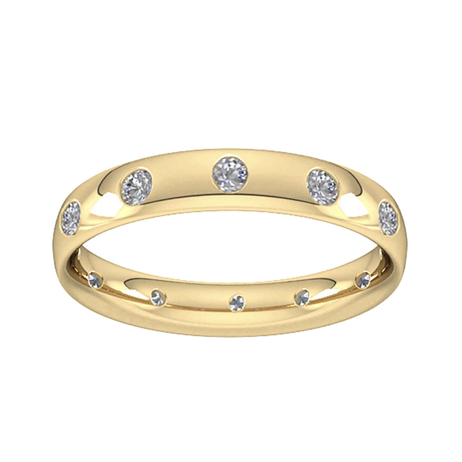 Goldsmiths 3mm 0.33 Carat Total Weight Twelve Stone Brilliant Cut Rub Over Diamond Set Wedding Ring In 18 Carat Yellow Gold Goldsmiths 3mm 0.33 Carat Total Weight Twelve Stone Brilliant Cut Rub Over Diamond Set Wedding Ring In 18 Carat Yellow Gold