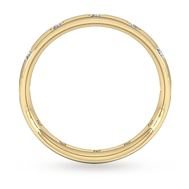 Goldsmiths 3mm 0.33 Carat Total Weight Twelve Stone Brilliant Cut Rub Over Diamond Set Wedding Ring In 18 Carat Yellow Gold - Ring Size M