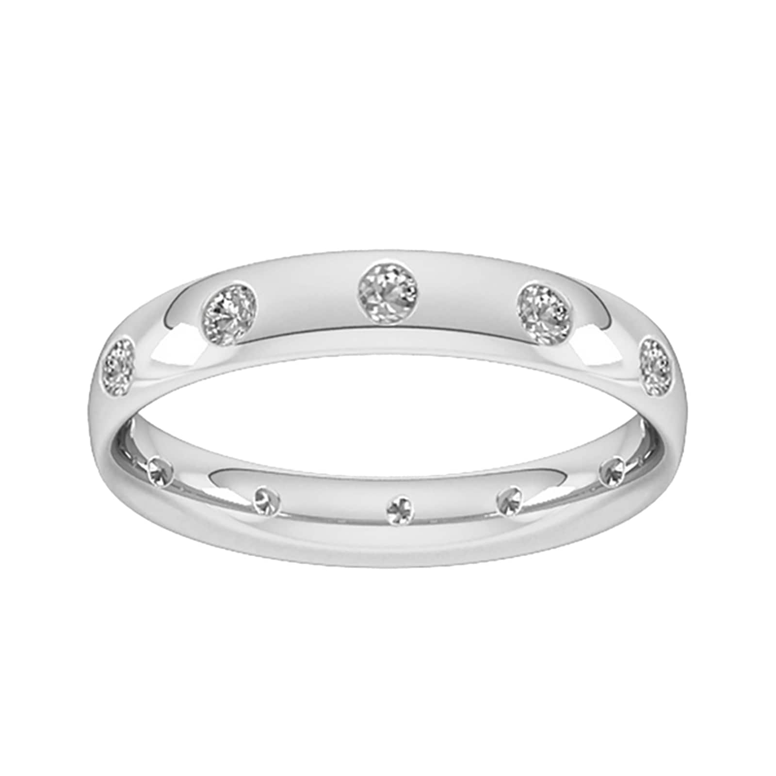 3mm 0.33 Carat Total Weight Twelve Stone Brilliant Cut Rub Over Diamond Set Wedding Ring In 18 Carat White Gold - Ring Size K.5