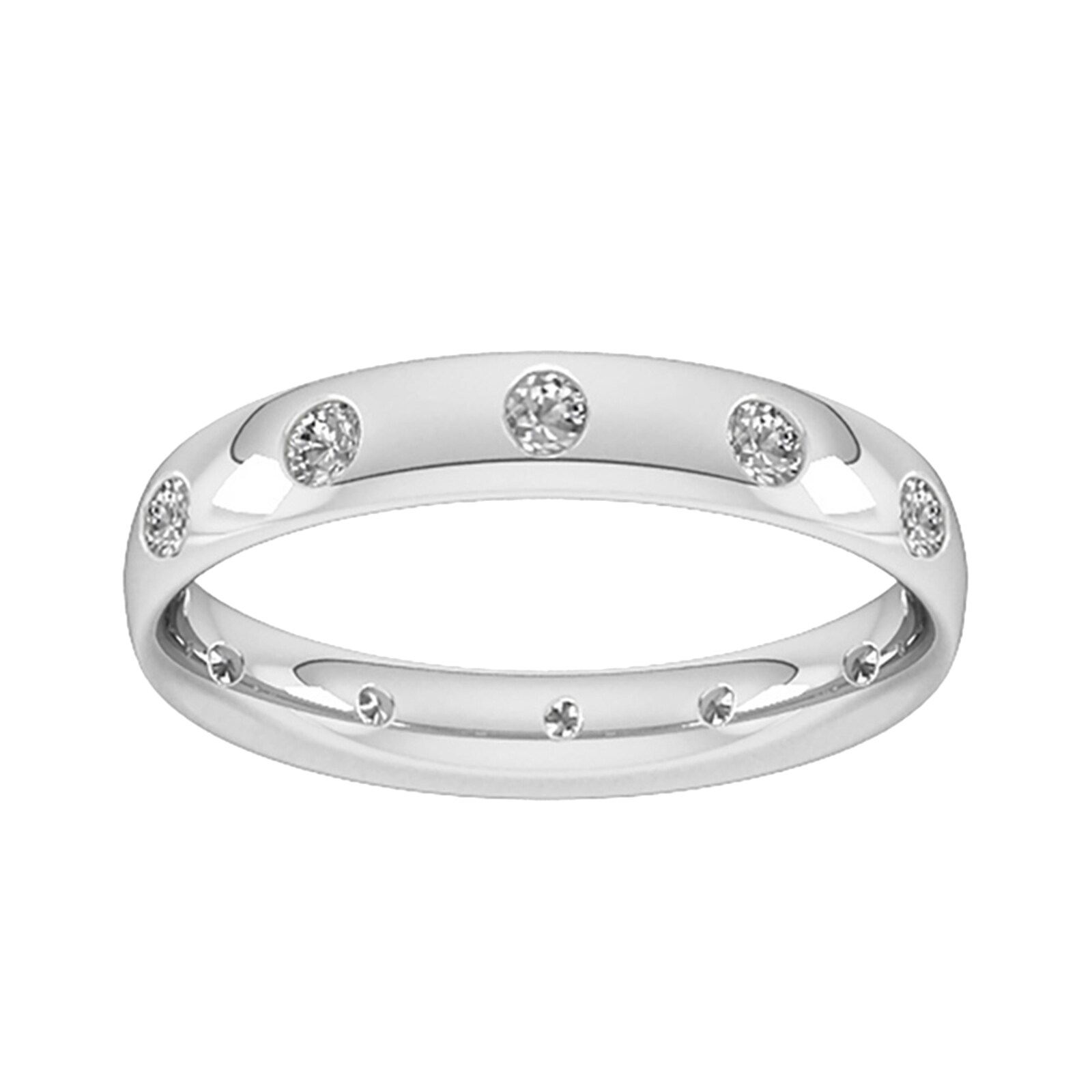 Goldsmiths 3mm 0.33 Carat Total Weight Twelve Stone Brilliant Cut Rub Over Diamond Set Wedding Ring In 18 Carat White Gold Goldsmiths 3mm 0.33 Carat Total Weight Twelve Stone Brilliant Cut Rub Over Diamond Set Wedding Ring In 18 Carat White Gold