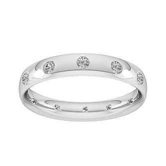 Goldsmiths 3mm 0.33 Carat Total Weight Twelve Stone Brilliant Cut Rub Over Diamond Set Wedding Ring In 18 Carat White Gold