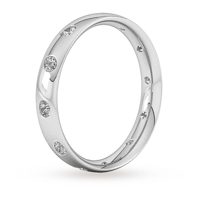 Goldsmiths 3mm 0.33 Carat Total Weight Twelve Stone Brilliant Cut Rub Over Diamond Set Wedding Ring In 18 Carat White Gold