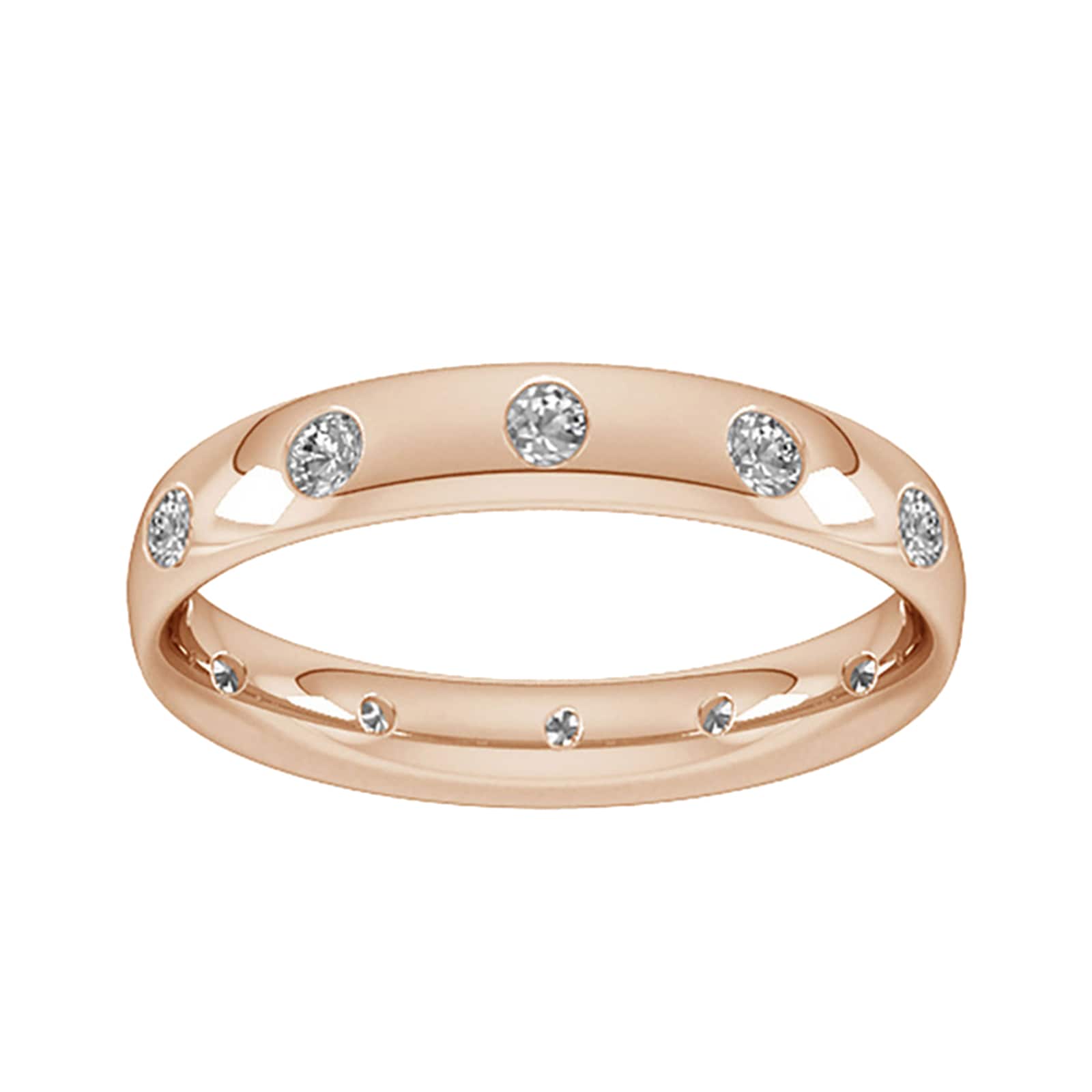 Goldsmiths 3mm 0.33 Carat Total Weight Twelve Stone Brilliant Cut Rub Over Diamond Set Wedding Ring In 9 Carat Rose Gold
