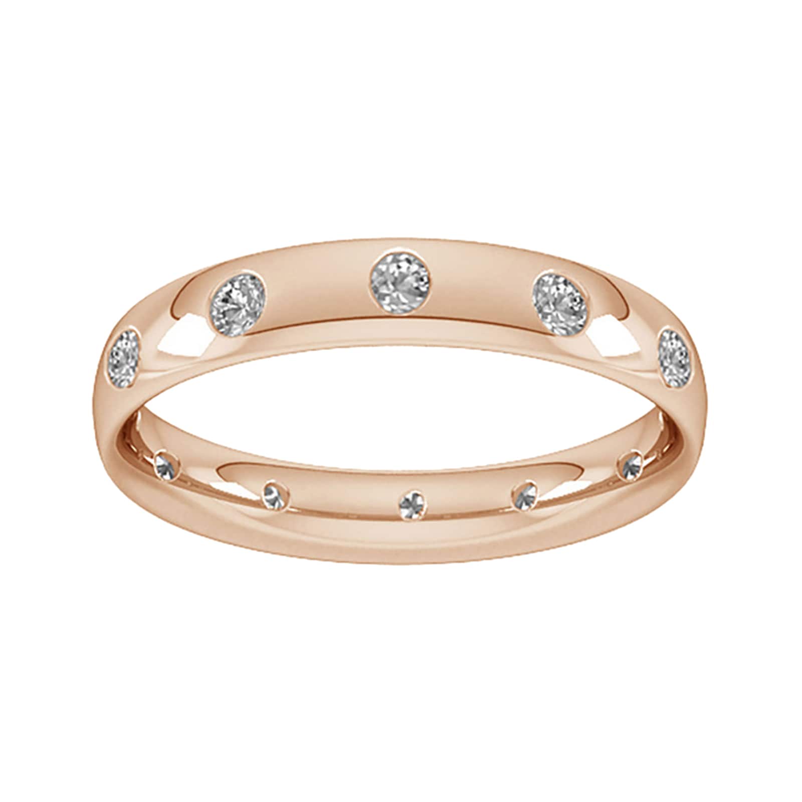 3mm 0.33 Carat Total Weight Twelve Stone Brilliant Cut Rub Over Diamond Set Wedding Ring In 18 Carat Rose Gold - Ring Size J