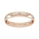 Goldsmiths 3mm 0.33 Carat Total Weight Twelve Stone Brilliant Cut Rub Over Diamond Set Wedding Ring In 18 Carat Rose Gold - Ring Size L