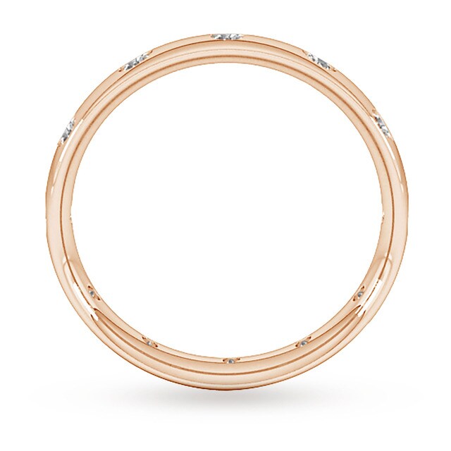 Goldsmiths 3mm 0.33 Carat Total Weight Twelve Stone Brilliant Cut Rub Over Diamond Set Wedding Ring In 18 Carat Rose Gold