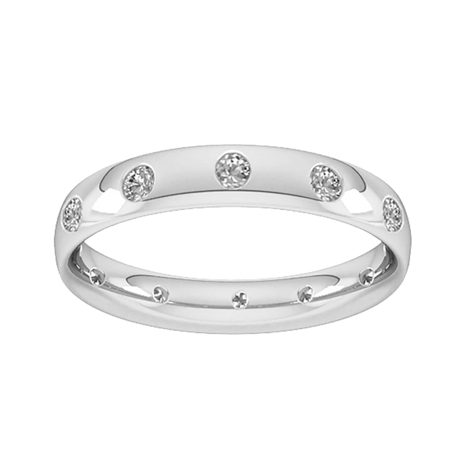 3mm 0.33 Carat Total Weight Twelve Stone Brilliant Cut Rub Over Diamond Set Wedding Ring In Platinum - Ring Size S