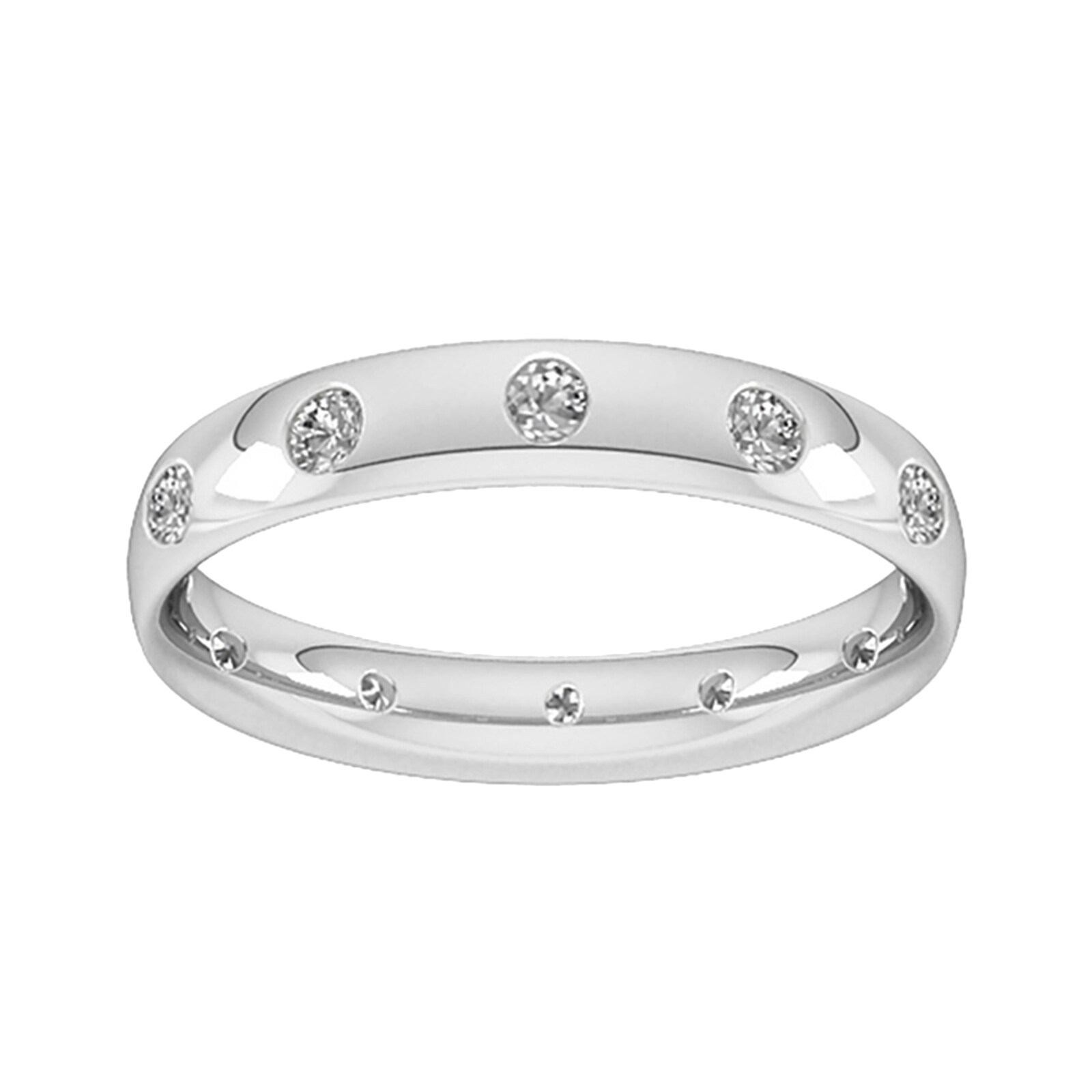 Goldsmiths 3mm 0.33 Carat Total Weight Twelve Stone Brilliant Cut Rub Over Diamond Set Wedding Ring In Platinum Goldsmiths 3mm 0.33 Carat Total Weight Twelve Stone Brilliant Cut Rub Over Diamond Set Wedding Ring In Platinum