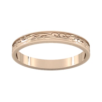 Goldsmiths 2.5mm Hand Engraved Wedding Ring In 9 Carat Rose Gold