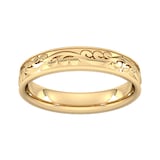 Goldsmiths 4mm Hand Engraved Wedding Ring In 9 Carat Yellow Gold - Ring Size Q