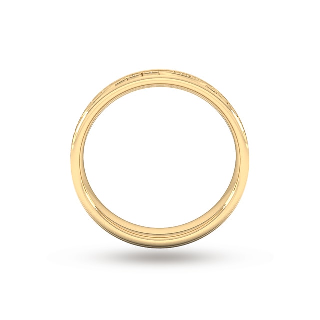 Goldsmiths 4mm Hand Engraved Wedding Ring In 9 Carat Yellow Gold - Ring Size T