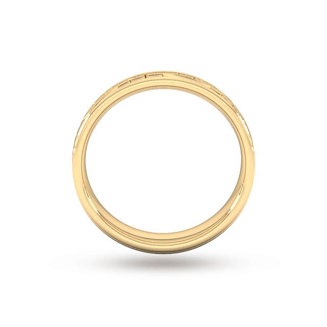 Goldsmiths 4mm Hand Engraved Wedding Ring In 9 Carat Yellow Gold - Ring Size Q